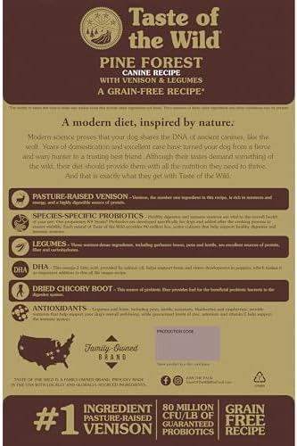 Taste of the Wild Pine Forest Dry Dog Food, Venison & Legumes, 14lb
