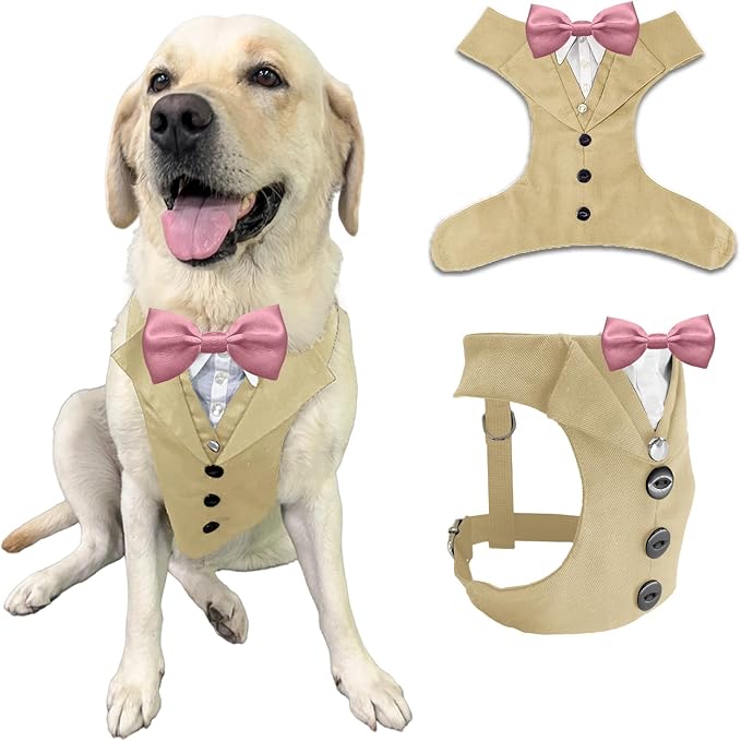 AVERYDAY Dog Tuxedo for Wedding Outfit, Dog Suit and Tie Costumes for Birthday, Halloween, Cosplay, Christmas Party, Pet Formal Wear with Bowtie, Tux for Medium Large Dogs, Bulldog, Labrador, Husky