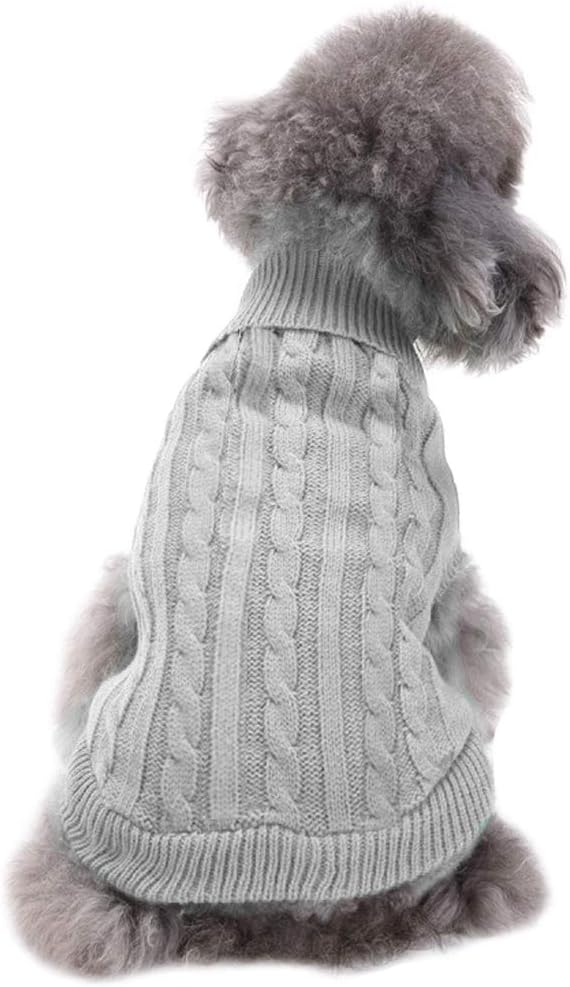 CHBORCHICEN Small Dog Sweaters Knitted Pet Cat Warm Dog Sweatshirt Winter Clothes Kitten Puppy Sweater (Large, Grey)