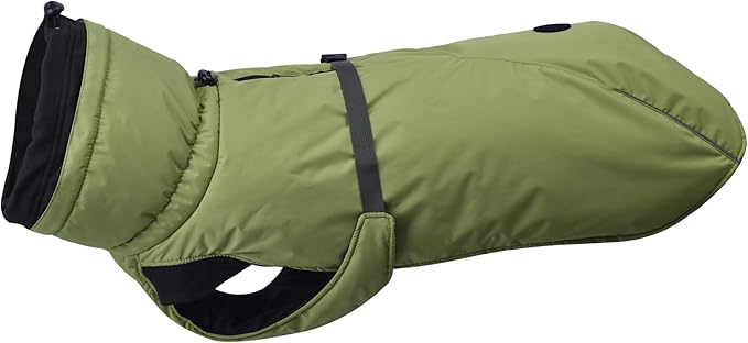 Ultra-Warm Dog Winter Coat for Hiking & Running, Adjustable Puffer Jacket with Anti-Slip Leg Straps, Water-Repellent Shell & Breathable Mesh Lining for Active Dogs (Green, X-Small)