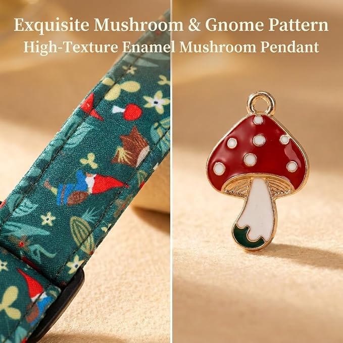 Fall Dog Collar, Mushroom Dog Collar for Large Dogs, L
