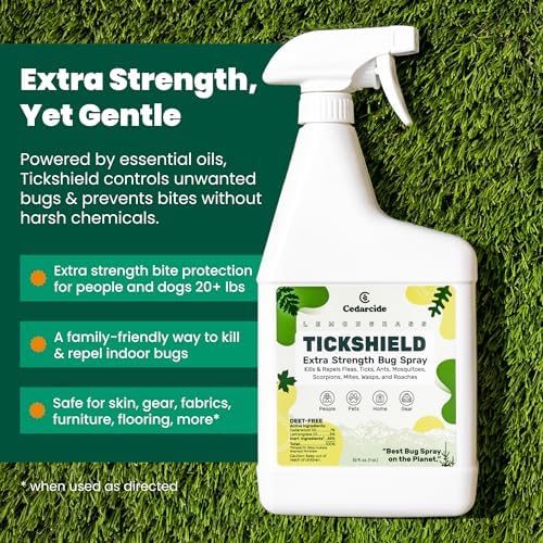 Cedarcide Tickshield Tick & Flea Repellent Spray for Humans & Pets, Quart