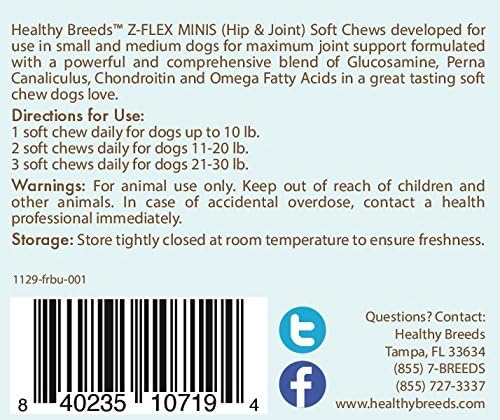 Healthy Breeds French Bulldog Z-Flex Minis Hip and Joint Support Soft Chews 60 Count