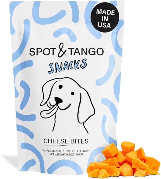 Spot & Tango Cheese Bites Dog Treats - Single Ingredient, 100% Cheese - Freeze-Dried, Grain & Gluten-Free - USA-Made - for Small, Medium, and Large Dogs
