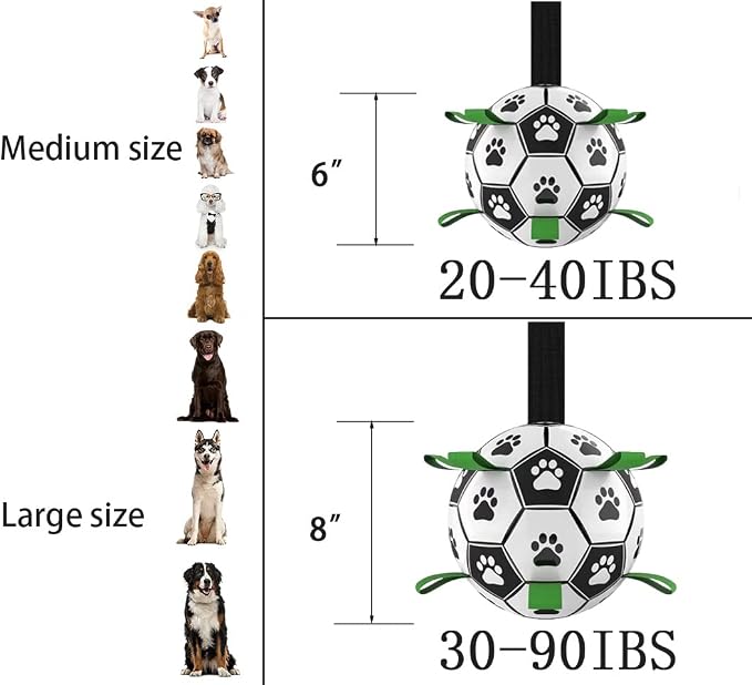 Dog Toys Soccer Ball, Interactive Dog Toys for Tug of War, Puppy Birthday Gifts, Tug Toy, Water Toy, World Cup Durable Balls for Medium & Large Dogs（8 INCH