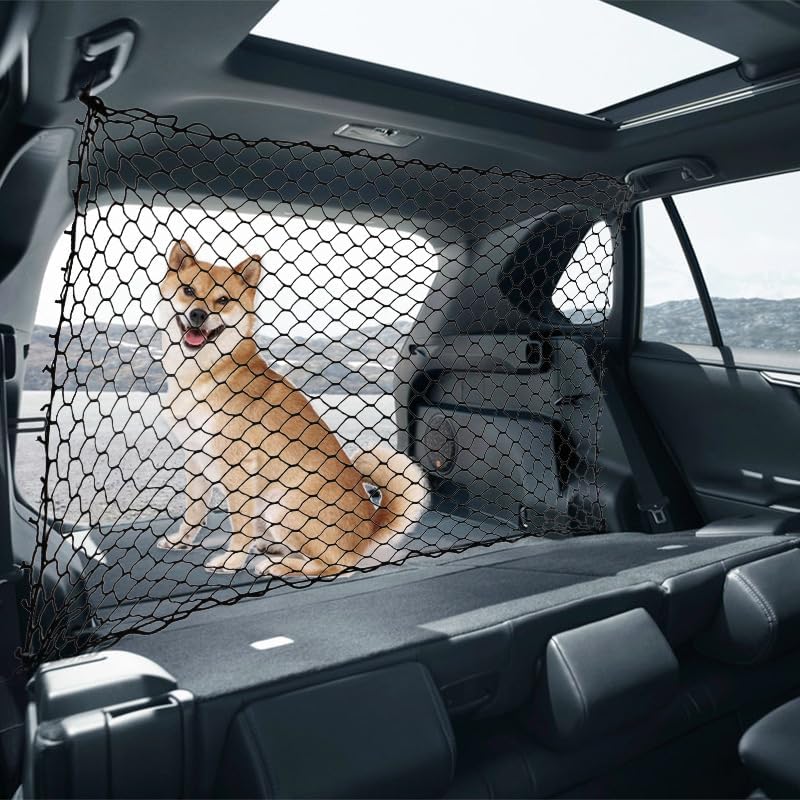 Dog Barrier for Car for Smart Crossblade 2001-2006-pr, Adjustable Reinforced Mesh Pet Net Barrier for Back Seat & Cargo Area Keeps Dogs Safe While Driving