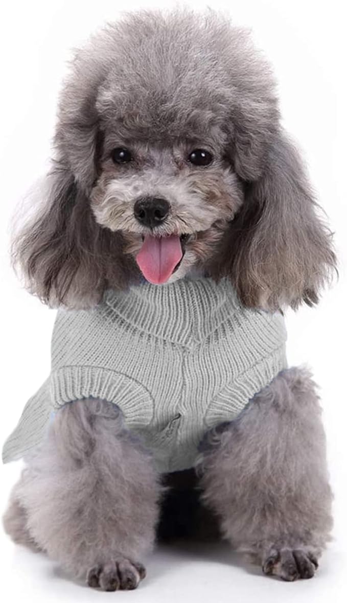 CHBORCHICEN Small Dog Sweaters Knitted Pet Cat Warm Dog Sweatshirt Winter Clothes Kitten Puppy Sweater (S, Dress-Grey)