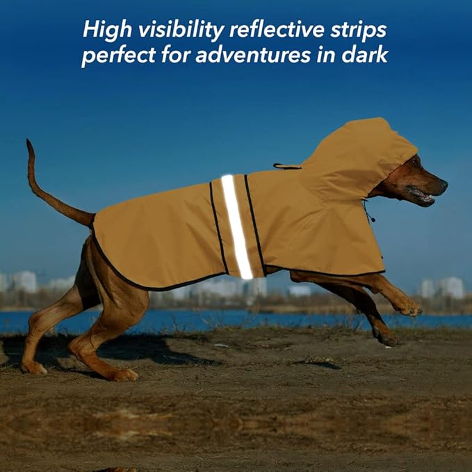 Hooded Dog Rain Coats - Reflective Adjustable Pet Rain Coat, Lightweight Dog Waterproof Raincoat Slicker Poncho with Leash Hole for Small, Medium, Large Dogs (Yellow, X-Large)