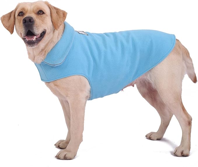 Fleece Dog Coat Pet Jacket Reflective for Cold Weather for Extra Large to Small Pets(Blue,S)