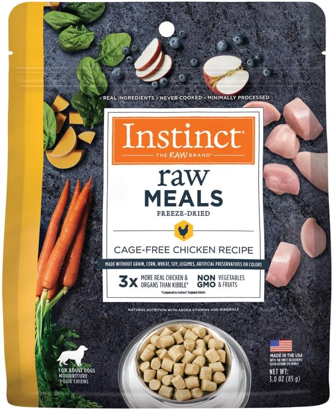 Instinct Freeze Dried Raw Meals, Natural Dry Dog Food, Grain Free - Cage Free Chicken, 3 oz. Bag