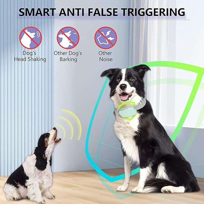 Bark Collar, Dog Bark Collar for Small, Medium and Large Dogs, with 5 Adjustable Sensitivity Beeps Vibration Shock, Waterproof Rechargeable Smart Bark Collar (White)