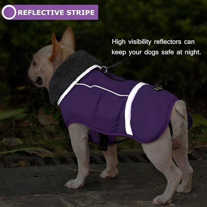 QBLEEV Warm Dog Coat Reflective Jacket, Waterproof Winter Coat Turtleneck Clothes for Cold Weather, Thick Fleece Dogsnowsuit Christmas Vest for Small&MXL Dogs