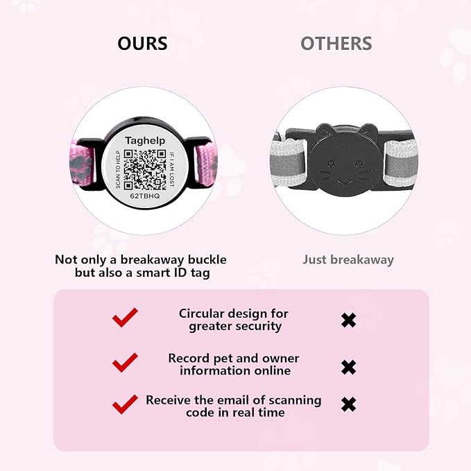 Paw Print AirTag Cat Collar - Waterproof Breakaway Reflective Collar with Bell, Secure Apple Airtag Holder & Safety Buckle | Pet Supplies, Gifts for Cat Owners (Blue)