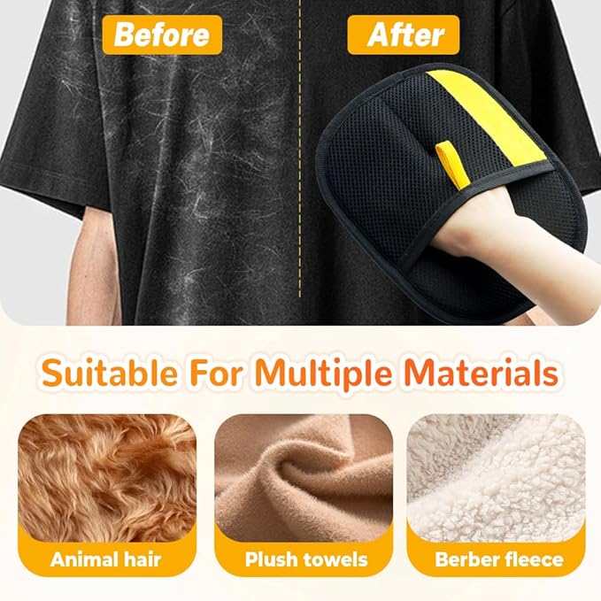 Pet Hair Removal Glove, Dog Cat Hair Gloves for Pet Hairs Removal, Reusable Pets Grooming Gloves for Dogs Cats, Washable Pets Hairs Remover Electrostatic Glove for Bed Couch Clothes Carpet (1pc)