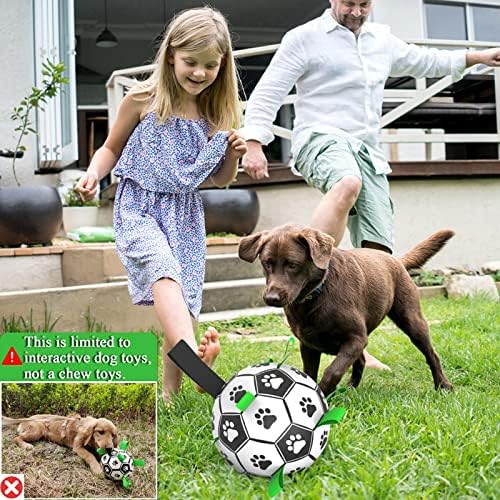 Amasiver Dog Soccer Ball Toys, World Cup Dog Soccer Ball with Straps, Puppy Birthday Gifts, Water Toy, Herding Ball, Durable Balls for Small Medium Pet, Puppy Outdoor Toy (6 Inch-Medium)