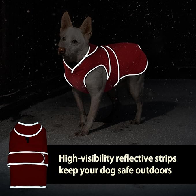 MIGOHI Warm Dog Coat Winter Dog Jacket,Waterproof Cold Weather Coats for Dogs,Fleece Jacket for Small Medium Large Dogs,Reflective Thick Fleece Vest with Leash Hole