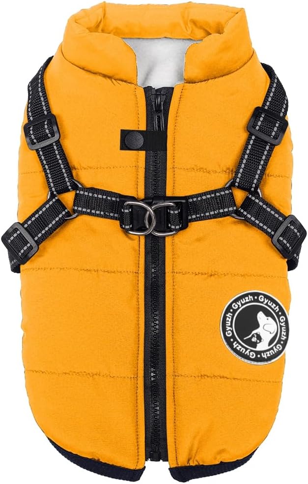 Gyuzh Dog Coat with Harness Puppy Coats Small Dog Harness Jacket Winter Waterproof Jackets for Smal Medium Large Dogs