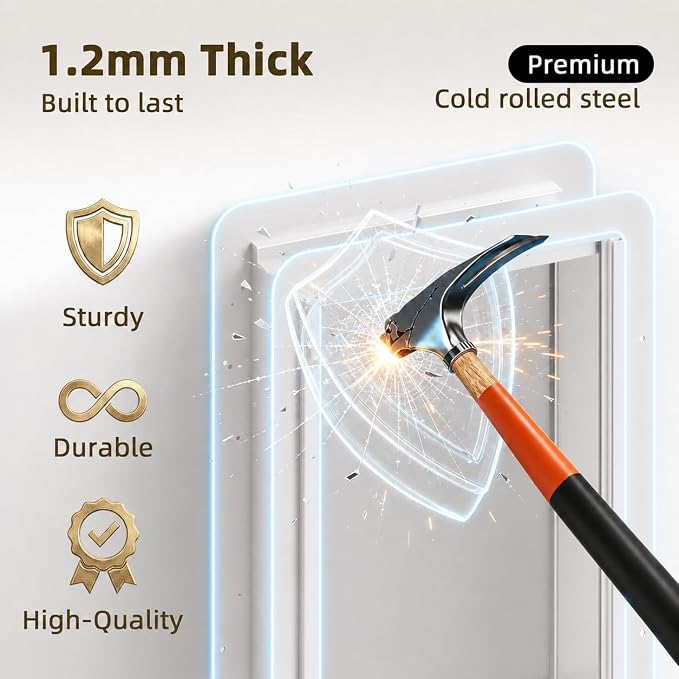 URSPET Large Dog Door for Wall, 3-Flap Insulated, Steel Frame, White | 10.25 x 16.25 in Usable Opening, For 4.3-7.8 in Walls, Compatible with PetSafe Wall Cutouts, Lock Panel, Replaceable Flaps