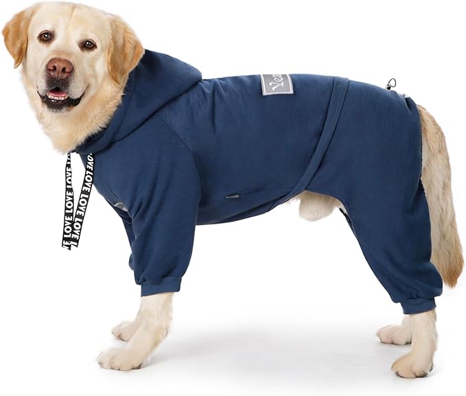 Dog Hoodies Winter Coat for Large Medium Dogs, Pullover 10 Legs Warm Coat Hooded Sweatshirt, Fleece Hoodie for Cold Weather (Dark Blue, 3X-Large)