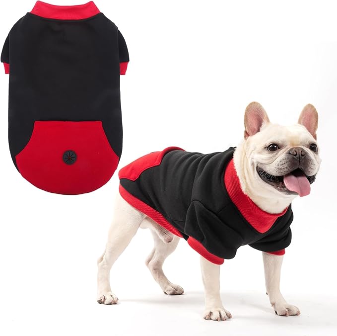 KOOLTAIL Dog Hoodie with Leash Hole，Cozy Fleece Turtleneck Winter Fall Warm Dog Clothes Sweater Sweatshirtfor Small to Medium Soft Winter Hoodie with Pocket for Easy Potty Break Access