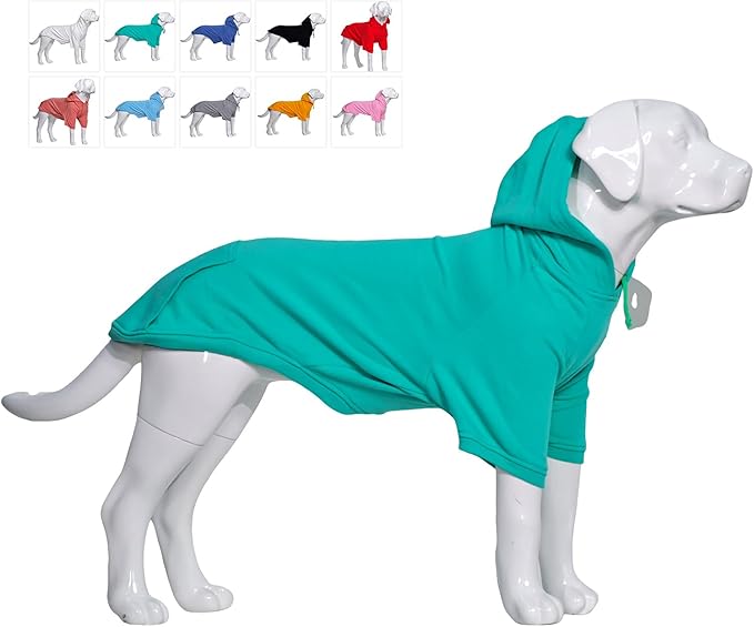 Lovelonglong Blank Basic Hoodie Sweatshirt for Dogs 100% Cotton Fits Small Medium Dachshund Large Dog Turquoise D-S