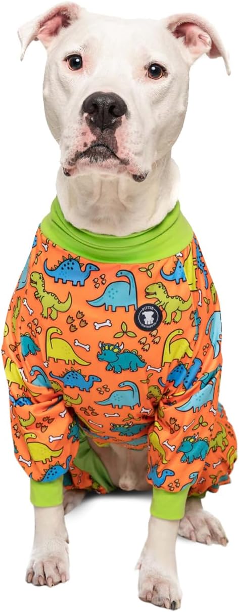 Pittie Clothing Pit Bull Dog Pajamas – Full Coverage Dog Onesie, Soft Pajama Outfit for Medium, Large, XL & XXL Breeds