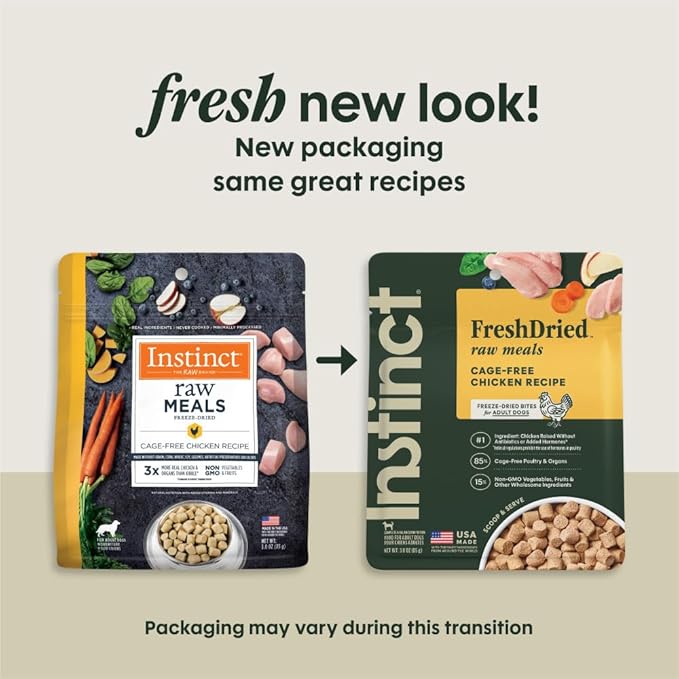 Instinct Freeze Dried Raw Meals, Natural Dry Dog Food, Grain Free - Cage Free Chicken, 3 oz. Bag