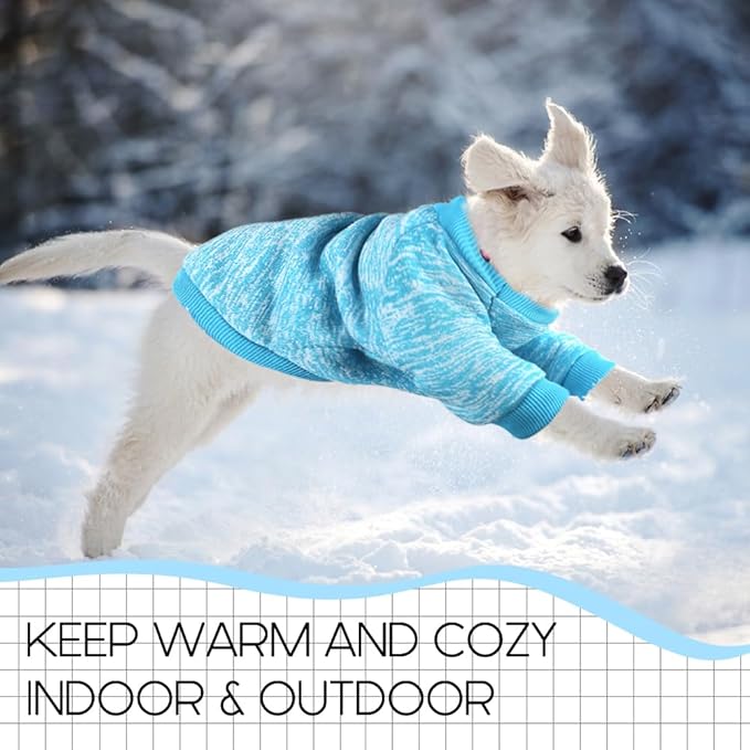 3 Pack Dog Sweaters for Small Dogs Girl Boy Winter Fleece Clothes Warm Soft Dog Sweatshirt Outfit for Dogs Cats Pet Apparel (Navy Blue+Grey+Light Blue, XX-Small)