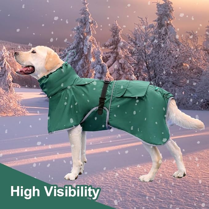 Dog Raincoat Waterproof Dog Rain Coat with Hoodile, Reflective Adjustable Lightweight Pet Rain Jacket for Medium Large Dogs(Green, 7XL)