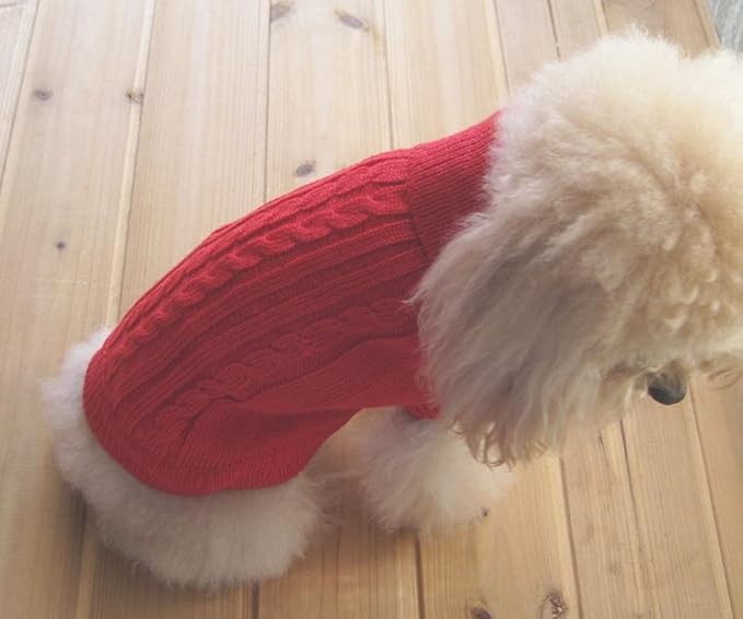 Tangpan Turtleneck Classic Straw-Rope Pro Pet Dog Sweater Apparel (Red,L)