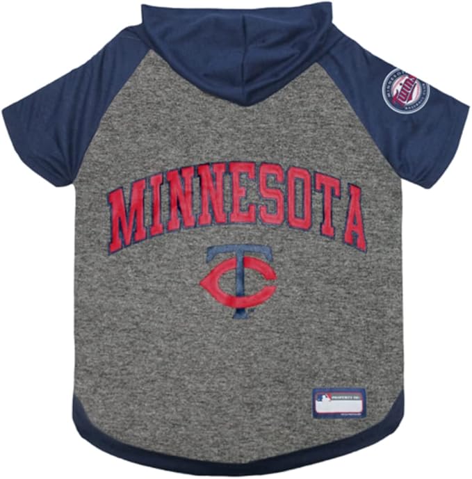 MLB Hoodie Shirt for Dogs & Cats - Minnesota Twins Dog Hooded T-Shirt, Small. - MLB Team Color Hoody Vest for Baseball Fans