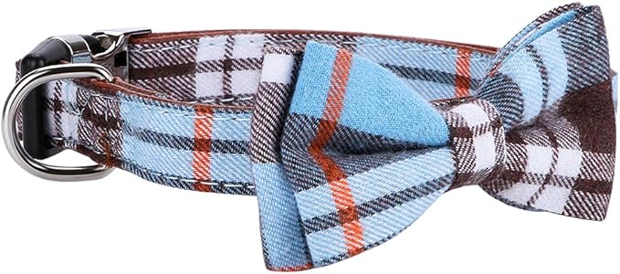 Faleela Soft &Comfy Bowtie Dog Collar,Detachable and Adjustable Bow Tie Collar,for Small Medium Large Pet (M, Blue)