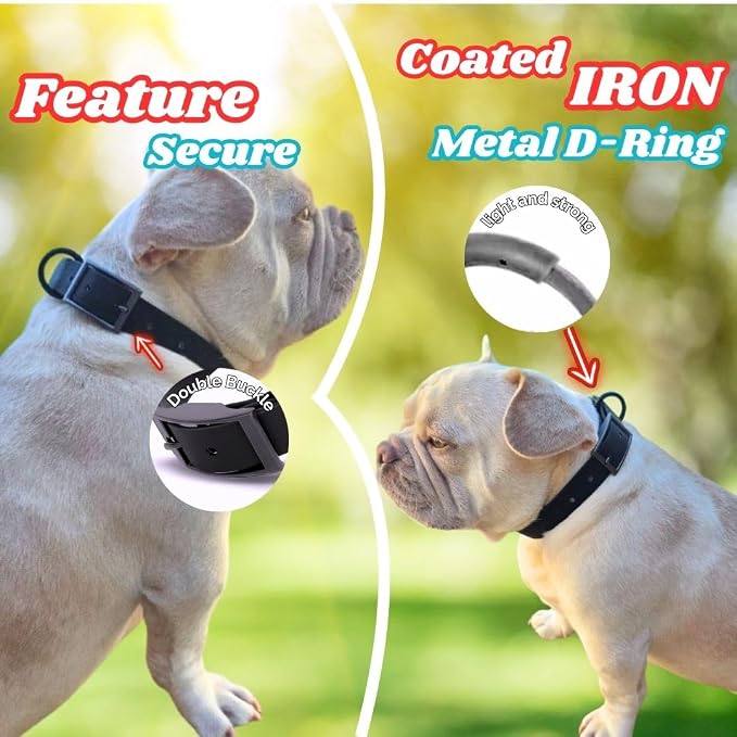 Waterproof Dog Collar, Soft Comfortable Pet Collars, Adjustable Odor Proof Heavy Duty Dog Collars Easy to Clean for Large, Medium Small Dogs by Bee N Buu (Black, Small (length8-12, Width 3/4"))