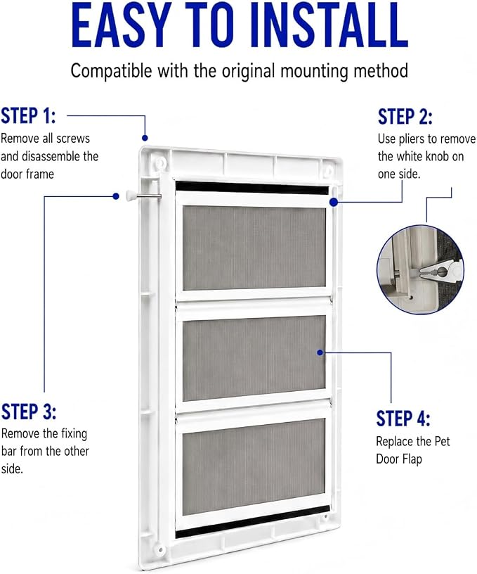 3-Panel Airseal Pet Door Flap 6.38x11.25in Medium, Metal Connect
