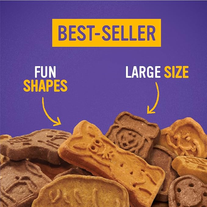 Blue Dog Bakery More Crunch Large Assorted Flavors, Dog Biscuits, Healthy Treats, All Natural, Bacon, Chicken, Cheese, Peanut, 43.2 oz (Pack of 1)