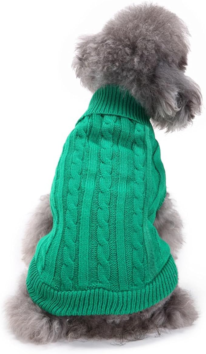 CHBORCHICEN Small Dog Sweaters Knitted Pet Cat Warm Dog Sweatshirt Winter Clothes Kitten Puppy Sweater (XX-Small, Green)