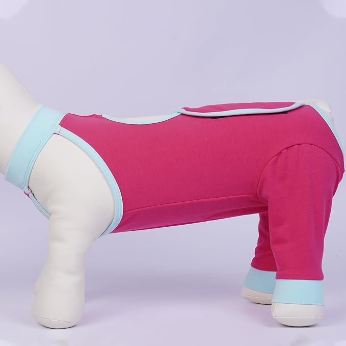 ROZKITCH Dog Surgery Leg Sleeve Rear Legs, Male Female Pet Prevent Licking Wound Elbow Knee Protector, Dog Recovery Suit Cone Collar Alternative Pants Shirt for Wound Heal Wrap Rosered L
