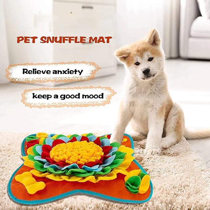 Snuffle Mat for Dogs, 25"x 25" Activity Feeding Mat for Small and Medium Pets, Interactive Feed Game for Boredom, Slow Feeder Puzzle Toys for Training and Brain Stimulating