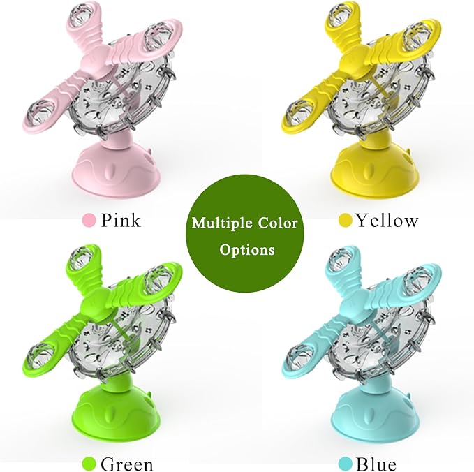 Rotating Pet Treat Dispenser Toy: 360-Degree Rotating Windmill Puzzle Toy, Window-Mounted Ferris Wheel Feeder with Suction Cups for Cats and Dogs, Suitable for Puppies (Pink)