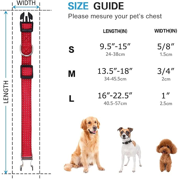 Dog Collar with Bow Tie for Girl or Boy Gift Soft Durable Bowtie Red Dot Medium
