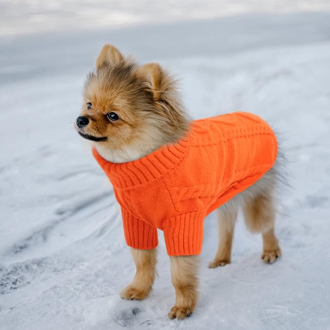 Queenmore XXL Dog Sweaters,Large Dog Sweater for Pitbull Doberman,Warm Turtleneck Knitted Big Pet Sweater for Male Femal Dogs,Extra Large Size Pet Winter Clothes (Orange,2XL)