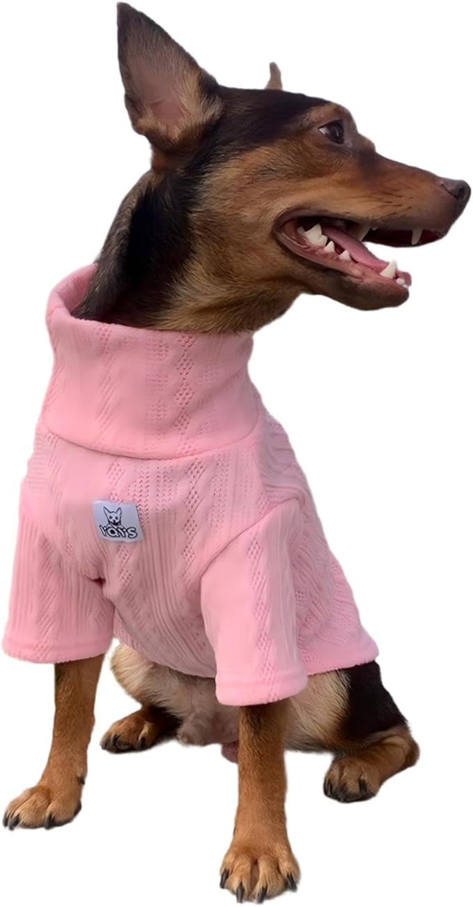 YQYS Dog Sweaters Pullover Turtleneck Sweater for Small Dogs and Kitten Warm Knit Fleece Teacup Dog Clothing Puppy Clothes Pink Large