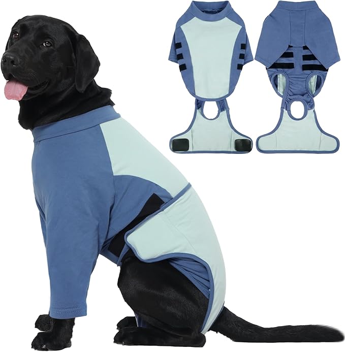 LeLePet Recovery Suit for Dogs After Surgery, Female Spay and Male Neuter Suits, Dog Onesie for Surgery Prevent Licking Breathable Soft Recovery Suit with Long Sleeve Front Legs Dog Cone Alternative