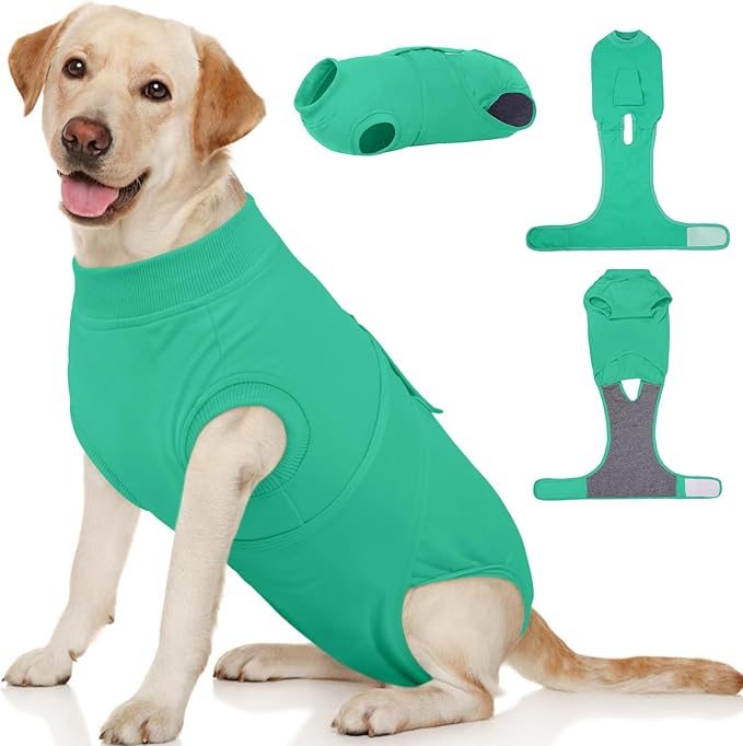 Kuoser Dog Surgery Suit Female Spay, Dog Recovery Suit Male Neuter, Dog Clothes Onesie for Surgery Anti Licking Abdominal Wounds Pet Puppy Surgical Recovery Bodysuit Shirt, Substitute E-Collar & Cone