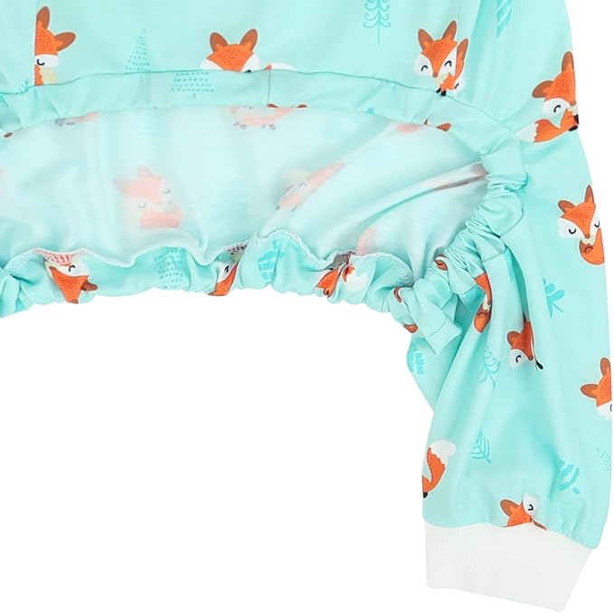 HDE Dog Pajamas One Piece Jammies Jumpsuit Pet Clothes Outfit Stretchy Lightweight Comfy Shirt Pjs for M-3XL Dogs Winter Foxes - L