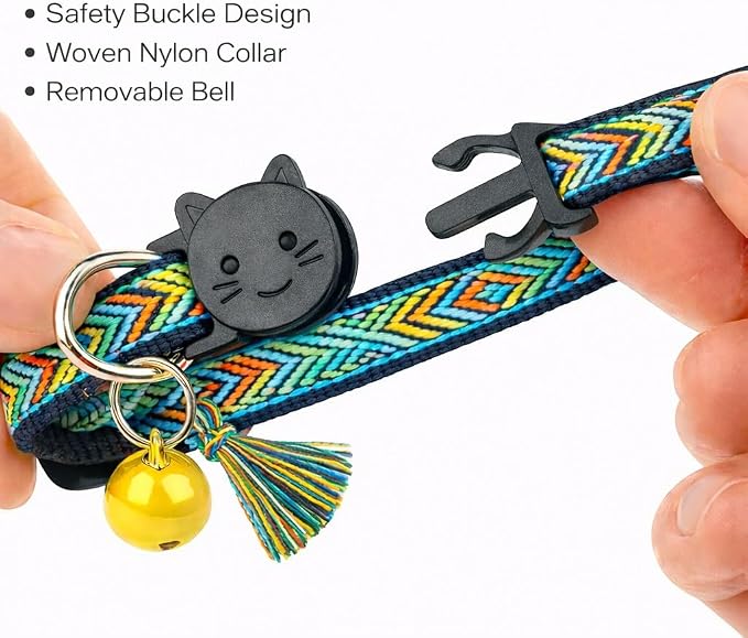 AirTag Cat Collar with AirTag Holder, Breakaway Cat Collar Tracker for Apple AirTag, Adjustable with Bell by AmazeGoods (Mountain Weave) |