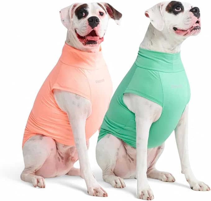 Spark Paws Sunblock Dog T-Shirt, SPF30 Protection, Lightweight Breathable Quick Dry for Dogs with Sensitive Skin - Peach & Mint (Set of 2) - 5XL