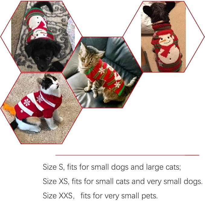 NACOCO Thick Snowman Dog & Cat Sweater - Xmas, New Year, Christmas Pet Clothes (Small, Thick Snowman)