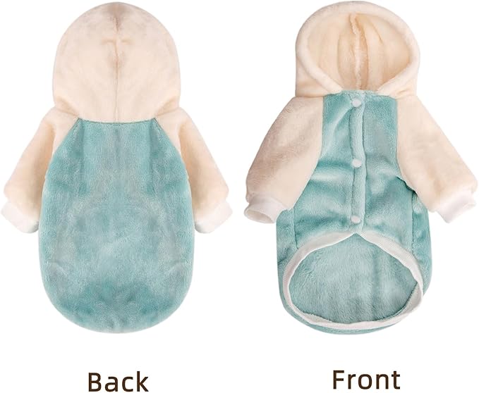 FabriCastle Dog Hoodie Sweater for Small Dogs Boy and Girl, Dog Clothes S XS XXS Puppy Sweatshirt, Pet Outfit, Cat Clothing Super Soft Warm Snap On Closure (Green-Cream, Small)