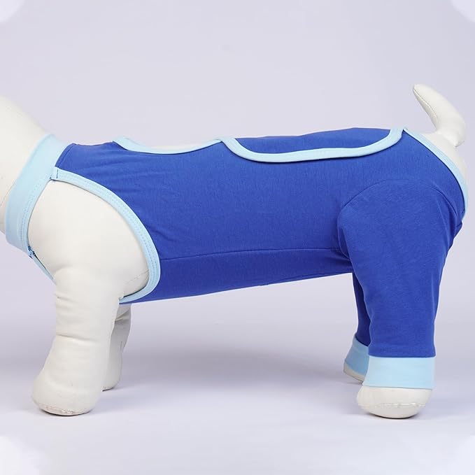 ROZKITCH Dog Surgery Leg Sleeve Rear Legs, Male Female Pet Prevent Licking Wound Elbow Knee Protector, Dog Recovery Suit Cone Collar Alternative Pants Shirt for Wound Heal Wrap Blue 2XL